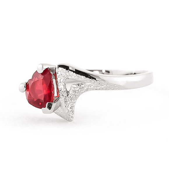 14K. SOLID GOLD RING WITH NATURAL RUBY (White Gold) - Picture 2 of 3
